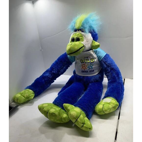 Hanging Mohawk Monkey Plush Soft Stuffed Animal Im Wild About You! 23-26” Pics - Picture 2 of 9